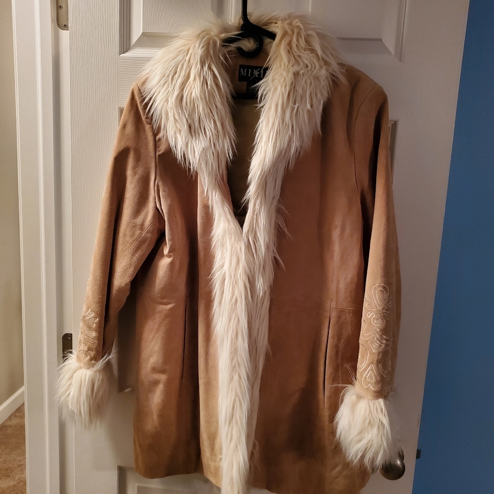Mix It Suede Faux Fur Trim Coat